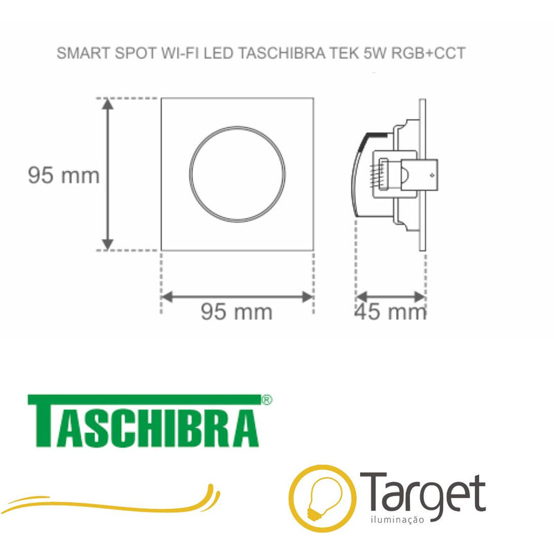 Smart Spot Wi-fi LED Taschibra TEK 5W Quadrado RGB+CCT