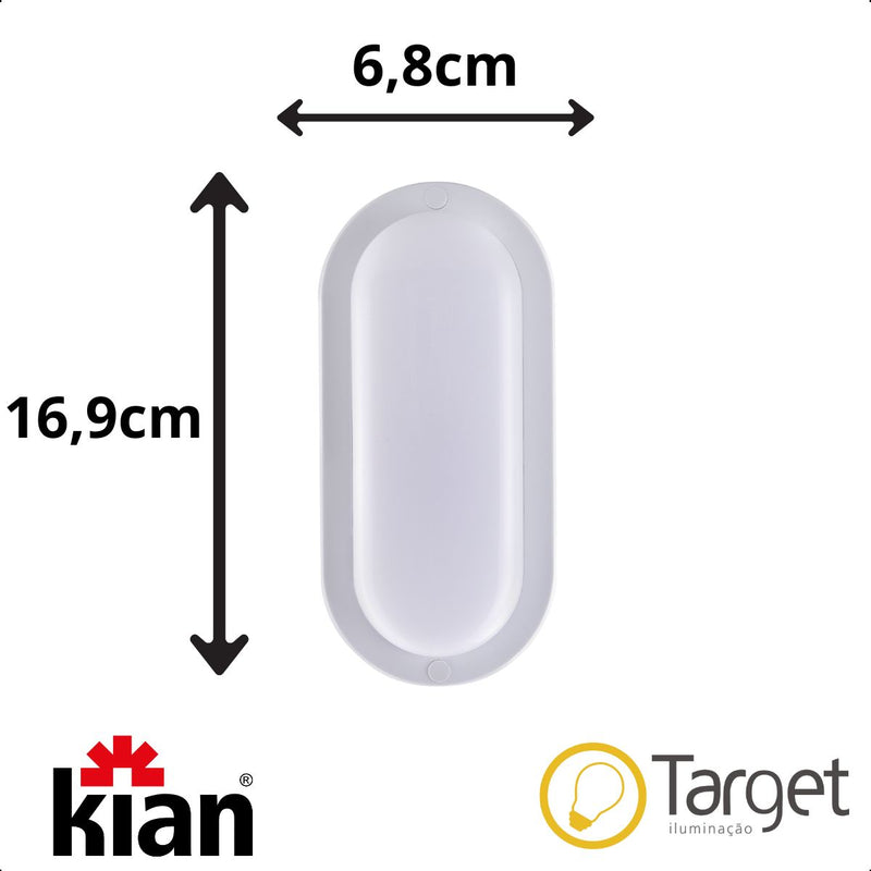 Luminária Led Tartaruga Branca Oval 12W 6500K Branca Fria Bivolt