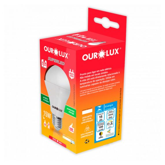 Lâmpada Led Bulbo A60 15W 3000K Bivolt