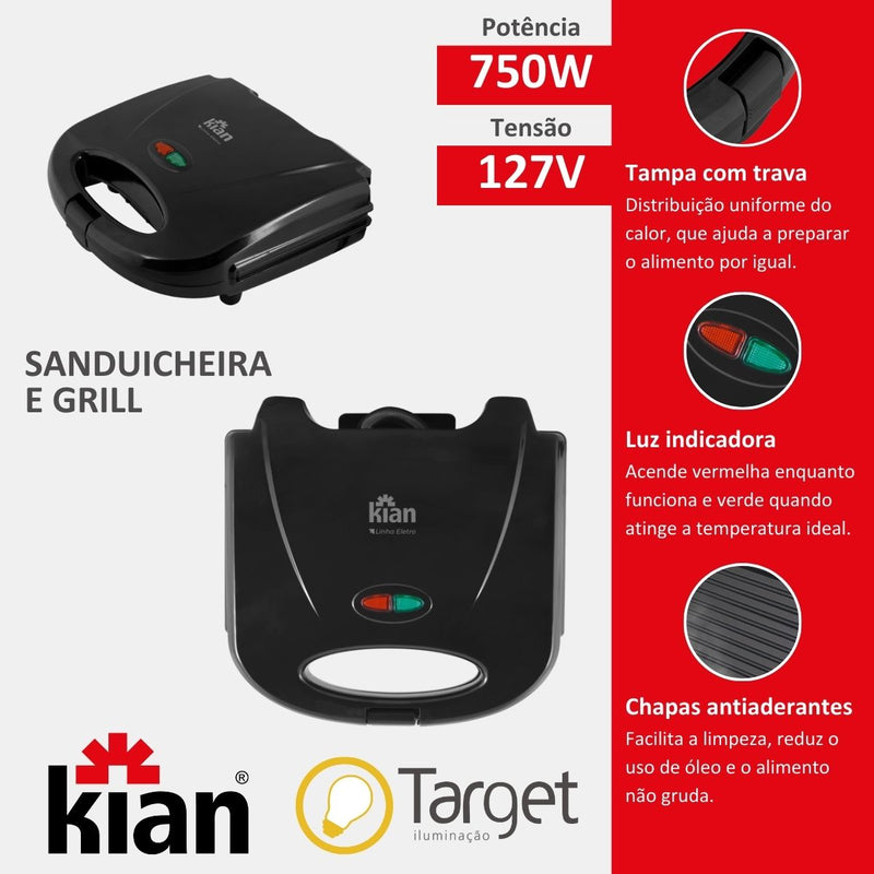 Sanduicheira Grill Kian 750W