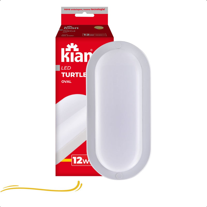 Luminária Led Tartaruga Branca Oval 12W 3000K Branca Quente Bivolt