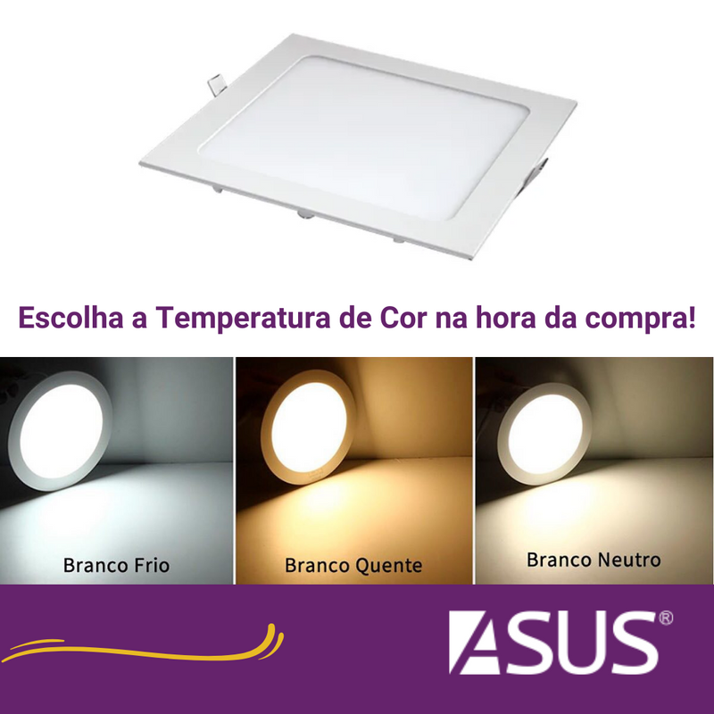 Painel de Led Embutir 18w Quadrado Branca IP40 Bivolt