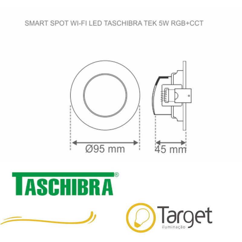 Smart Spot Wi-fi LED Taschibra TEK 5W Redondo RGB+CCT